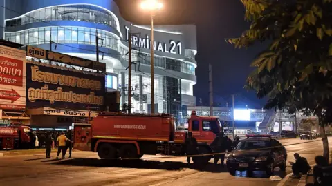 AFP Thai soldiers and paramedics outside the shopping centre