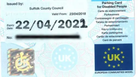 Suffolk Couty Council A picture of the altered image which shows the 2021 expiry date written over to say 2022