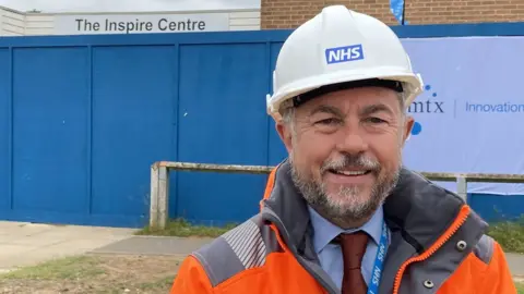 Jill Bennett/BBC Queen Elizabeth Hospital estates manager Paul Brooks at the Inspire Centre, where demolition is starting