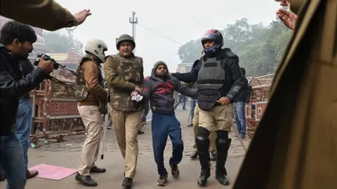 Getty Images CAA: Hundreds of protesters were detained by Delhi Police during the protest rally in New Delhi India on 19 December 2019.