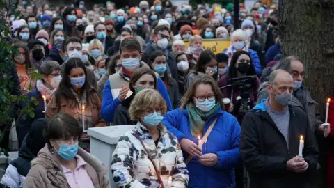 Dominic Lipinski/PA Wire A vigial outside the London Irish Centre in Camden on Saturday afternoon