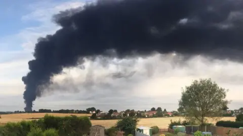 BBC Ravensbourn Plastics Ltd fire seen in Blackfordby