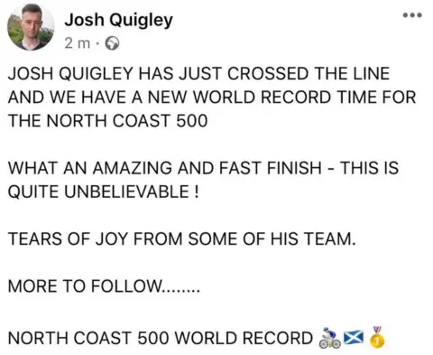 Josh Quigley Facebook page screen grab