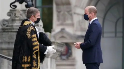 PA Media The Duke of Cambridge and William Russell, the Lord Mayor of London