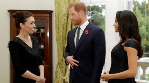 Reuters New Zealand PM Jacinda Arden meeting the Duke and Duchess of Sussex