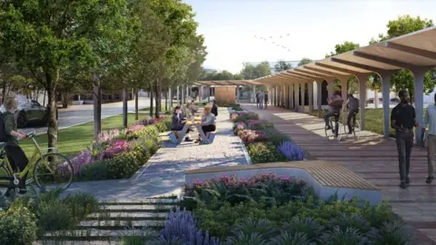 Mercedes AMG F1 This will replace the previous car parking space off Lauda Drive.