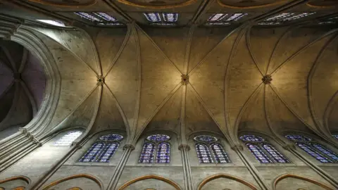 AFP A view of the stone ceiling inside the Notre-Dame before the fire