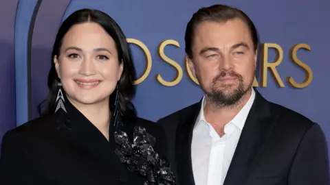 EPA Lily Gladstone and Leonardo DiCaprio pose on the red carpet for the Academy of Motion Picture Arts and Sciences' 14th Annual Governors Awards at the Ray Dolby Ballroom in Los Angeles, California, USA, 09 January 2024