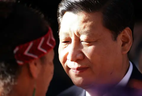 EPA Xi Jinping in a traditional Maori welcoming ceremony