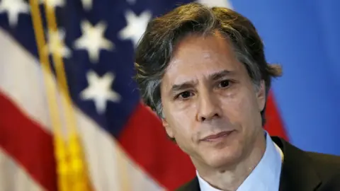 Reuters Antony Blinken listens to journalists' questions during a news conference, at a hotel in Mexico City in April 2015