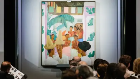 EPA The painting "The Rivals" by artist Diego Rivera is displayed during the sales event of The Collection of Peggy and David Rockefeller at Christie"s auction house in New York, New York, USA, 09 May 2018.