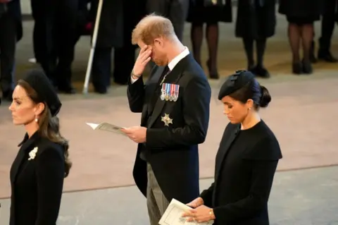 Getty Images The Princess of Wales and the Duke and Duchess of Sussex in Westminster Hall