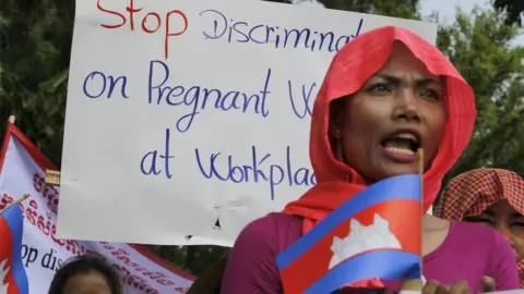 EPA A Cambodian worker shouts during a rally in Phnom Penh, Cambodia, 01 May 2018.
