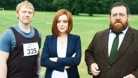 Sky Rupert Grint, Lindsay Lohan and Nick Frost