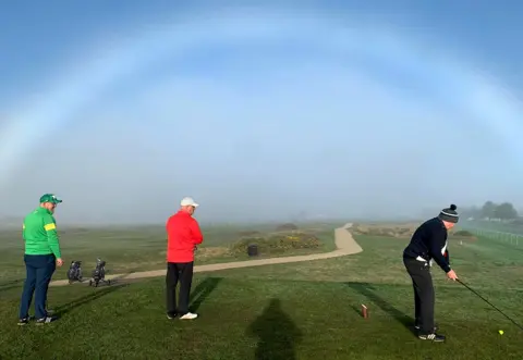 BBC Weather Watchers/PopgunPete Fogbow over the golf course at Caister-on-Sea in Norfolk