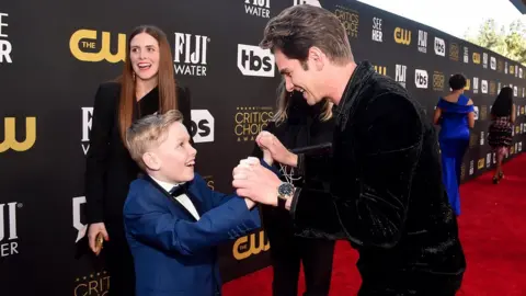 Alberto E. Rodriguez/Getty Images Jude Hill meeting Andrew Garfield at the Critics Choice Awards