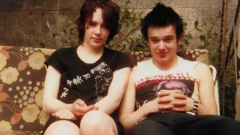 BBC/Two Rivers Fiona Gilbertson with her boyfriend, Raymond, in the 1980s.