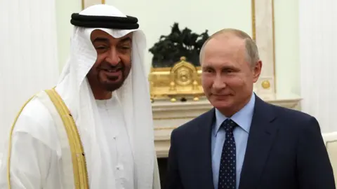 Getty Images Crown Prince Mohammed bin Zayed al-Nahyan and Russian President Vladimir Putin met in June
