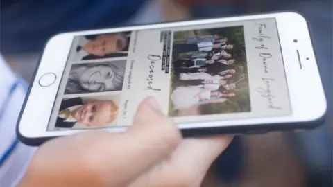 Reuters Photographs of victims on phone screen