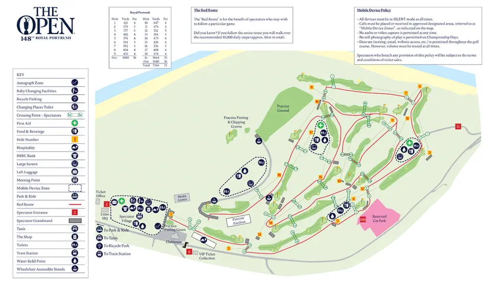 The Open Dunluce Links course map