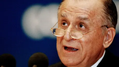 Getty Images Ion Iliescu during his time as Romanian president (file pic 2002)