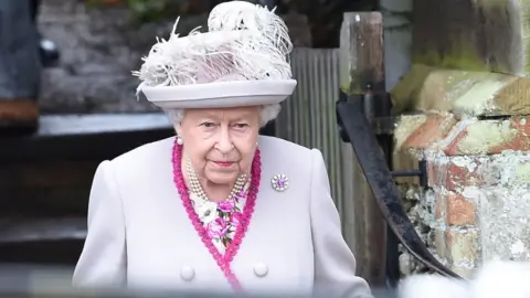 Getty Images The Queen leaves the Royal Family's traditional Christmas Day service at St Mary Magdalene Church in Sandringham on 25 December 2018