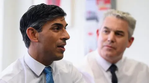 PA Media Prime Minister Rishi Sunak (left) and Health and Social Care Secretary Steve Barclay during a visit to St George's hospital in London.