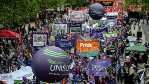EPA Union members filling the streets at a TUC protest in London