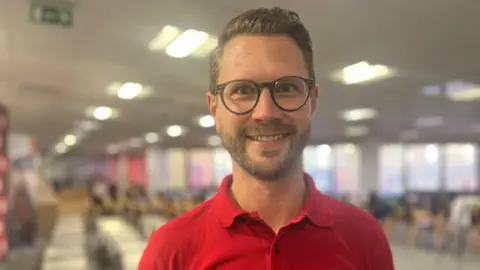 NICOLA HASELER/BBC James Tucker from RS Components said that staff who volunteer on the project "feel a real connection" with people in poorer countries who use them