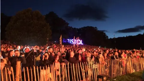 BBC Crowd watches night glow