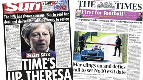 Composite of The Sun and The Times front page