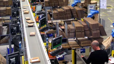 BBC Interior of Amazon warehouse in Hemel Hempstead