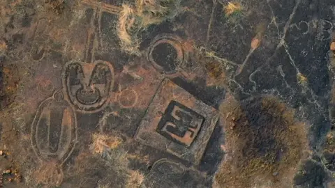 Sharad Badhe / BBC Rock carvings