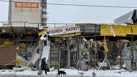 Shopping area in Kharkiv in March