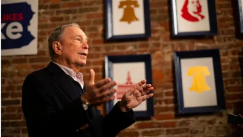 Getty Images Mike Bloomberg at a field office