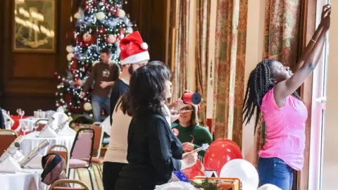 Jill Jennings Volunteers setting up for the Manchester Christmas Dinner in 2016