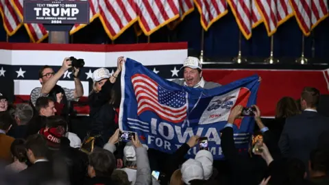 Getty Images Trump supporter at the Iowa Trump rally