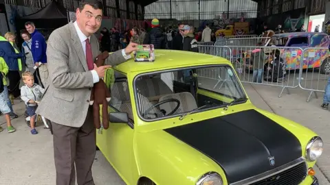 @corgi Mr Bean with full-size Mini and toy model