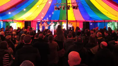 Gareth James/ Geograph Inside the music tent at the Machynlleth Comedy Festival