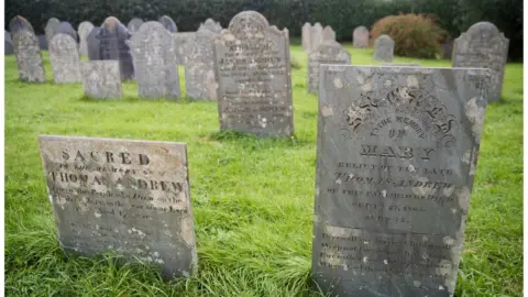 Headstones in a graveyard