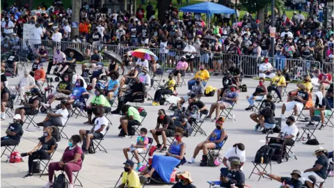 Getty Images Social distancing measures are in place