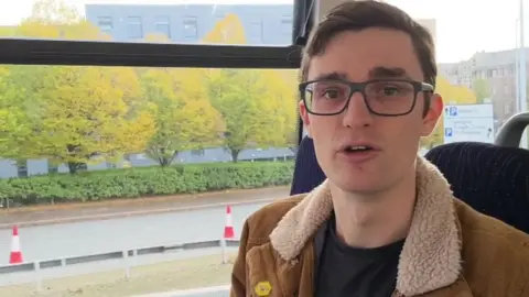 Spencer Stokes/BBC Matthew Topham, lead campaigner for Better Buses in West Yorkshire