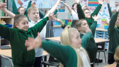 Ysgol Brynsierfel Children exercising