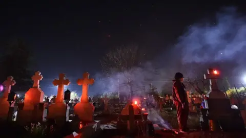 AFP Palm Sunday celebrations in the village of Herasti, south of Bucharest, on 11 April 2020