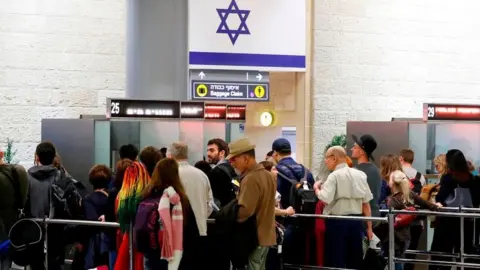 AFP Ben Gurion airport, Israel, passport control - 22 Mar 18