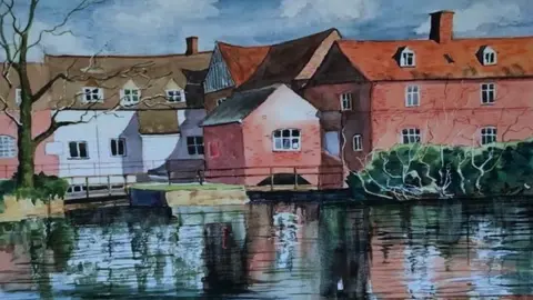 Mike Riches A page from Mike Riches's book, showing a sketch of Flatford