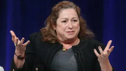 Getty Images Abigail Disney speaks onstage at the Langham Hotel, Pasadena, California, 18 January, 2016.