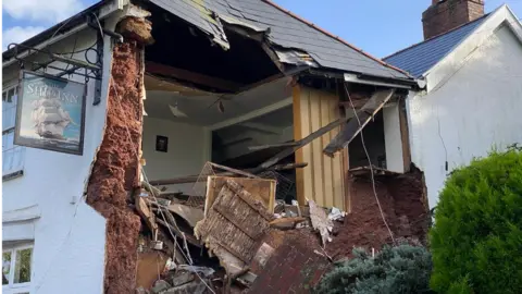 Closer view of the collapse at the pub