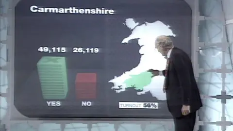 Peter Snow and a Wales map