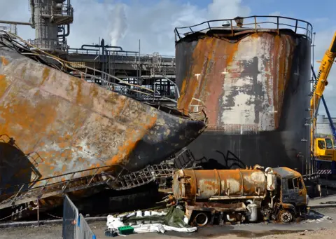 HSE The five tonne roof was thrown 55m by the blast - this shows the damage from the explosion